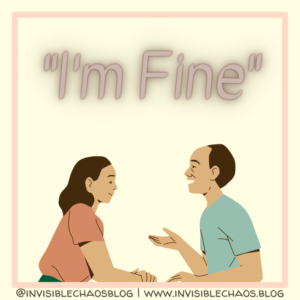 Two People Having a Conversation, text above reads "I'm Fine"
